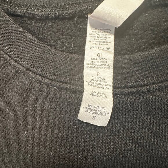 Bella + Canvas Womens Black Fleece Graphic Sweatshirt Small Cozy Streetwear - Picture 9 of 11